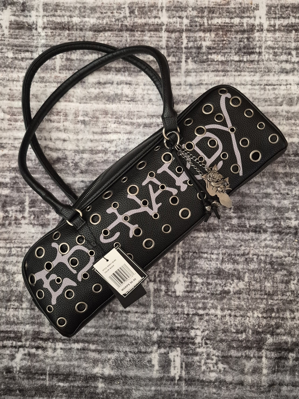Ed Hardy Y2K Black Grommet Shoulder Bag Purse – New With Tags